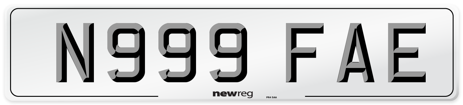 N999 FAE Number Plate from New Reg